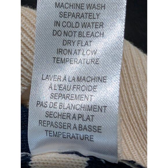 NEW Truth by Republic Sweater Ivory Blue Stripes Women's Size Medium Preppy NWT - Picture 12 of 16